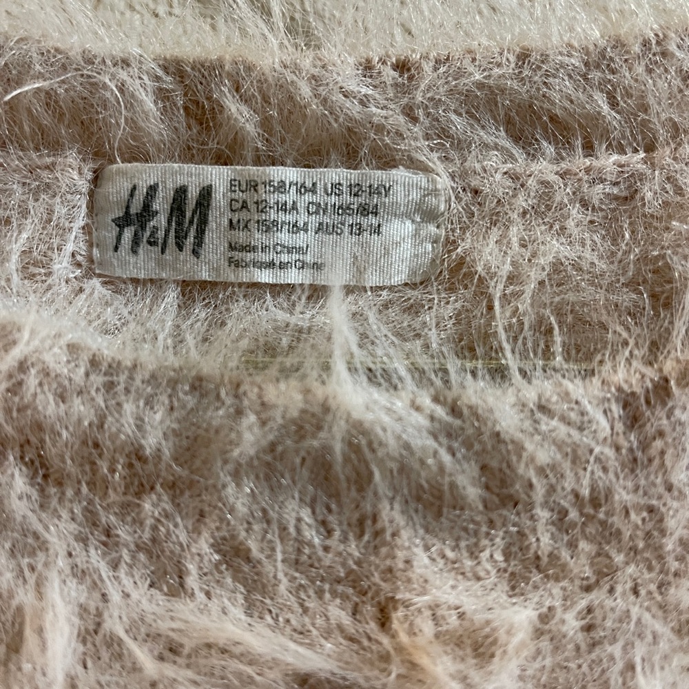 Girls 12-14 H&M blush pink fuzzy sweater